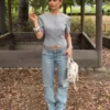 Zerrissene Low-Rise-Jeans mit Straight-Bein Zerrissene Low-Rise-Jeans mit Straight-Bein
