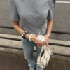 Kurzärmeliger Blazer mit Puffärmeln auf Shorts Kurzärmeliger Blazer mit Puffärmeln auf Shorts