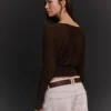 Langarm-T-Shirt mit Raffung – T-Shirts