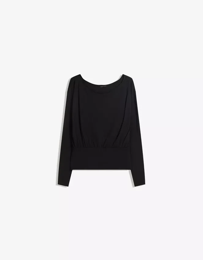 Langarm-T-Shirt mit U-Boot-Ausschnitt und Kummerbund Langarm-T-Shirt mit U-Boot-Ausschnitt und Kummerbund