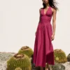 Langes Popeline-Halterkleid