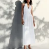 Langes Popeline-Halterkleid