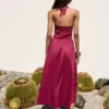 Langes Popeline-Halterkleid