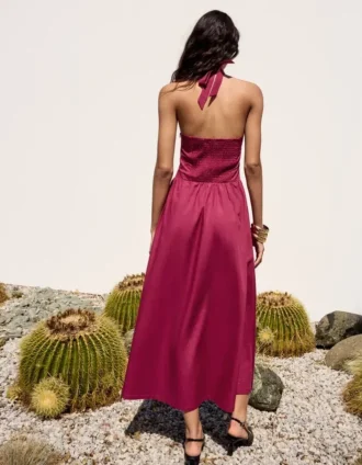 Langes Popeline-Halterkleid Langes Popeline-Halterkleid