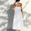 Langes Popeline-Halterkleid