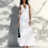 Langes Popeline-Halterkleid