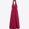 Langes Popeline-Halterkleid