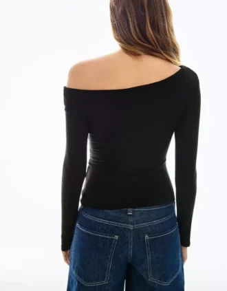 Langärmliges, asymmetrisches T-Shirt mit Bindeband