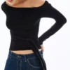 Langärmliges, asymmetrisches T-Shirt mit Bindeband