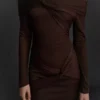 Langärmliges Tüll-Minikleid mit Knoten – Kleider und Overalls