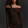 Langärmliges Tüll-Minikleid mit Knoten – Kleider und Overalls