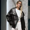 Leather-Jacke mit Trichterkragen – Damen