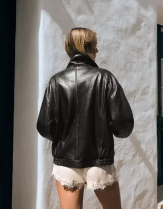 Leather-Jacke mit Trichterkragen – Damen Leather-Jacke mit Trichterkragen – Damen