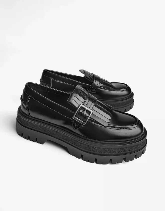 Loafer mit klobiger Sohle und Schnalle – Business Schuhe Loafer mit klobiger Sohle und Schnalle – Business Schuhe