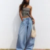 Low-Rise-Jeans mit Wide Leg und Knopfleiste vorne – Hose Low-Rise-Jeans mit Wide Leg und Knopfleiste vorne – Hose