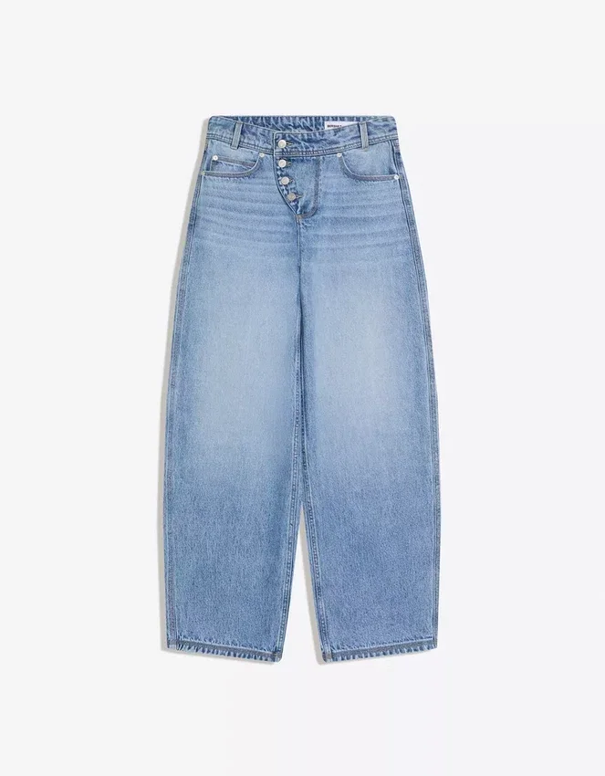 Low-Rise-Jeans mit Wide Leg und Knopfleiste vorne – Hose Low-Rise-Jeans mit Wide Leg und Knopfleiste vorne – Hose