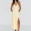 Midi-Kleid aus Leinenmischung mit Neckholder – Kleider und Overalls