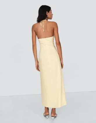 Midi-Kleid aus Leinenmischung mit Neckholder – Kleider und Overalls Midi-Kleid aus Leinenmischung mit Neckholder – Kleider und Overalls