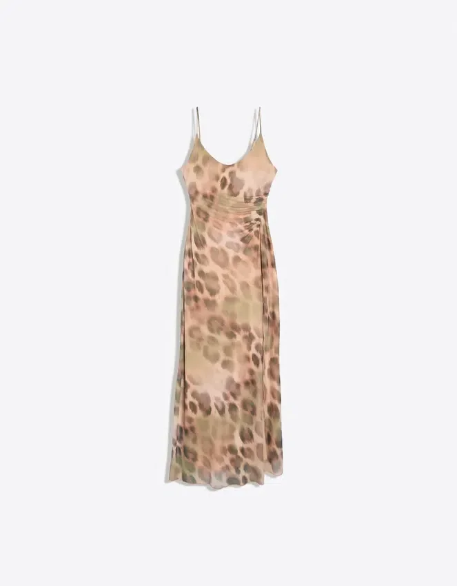 Midi-Kleid aus Tüll mit Animal-Print Midi-Kleid aus Tüll mit Animal-Print