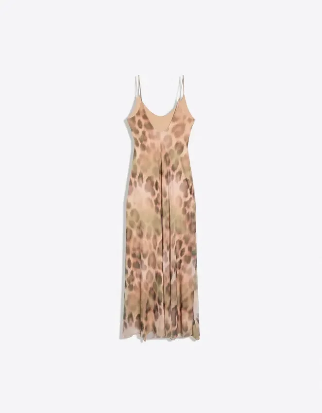 Midi-Kleid aus Tüll mit Animal-Print Midi-Kleid aus Tüll mit Animal-Print
