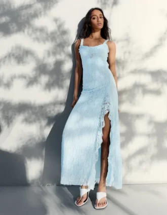 Midi-Kleid mit Spitzenbesatz