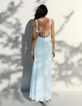 Midi-Kleid mit Spitzenbesatz