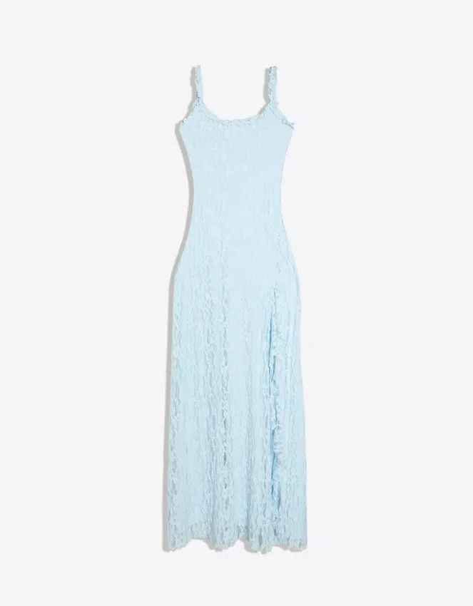 Midi-Kleid mit Spitzenbesatz Midi-Kleid mit Spitzenbesatz