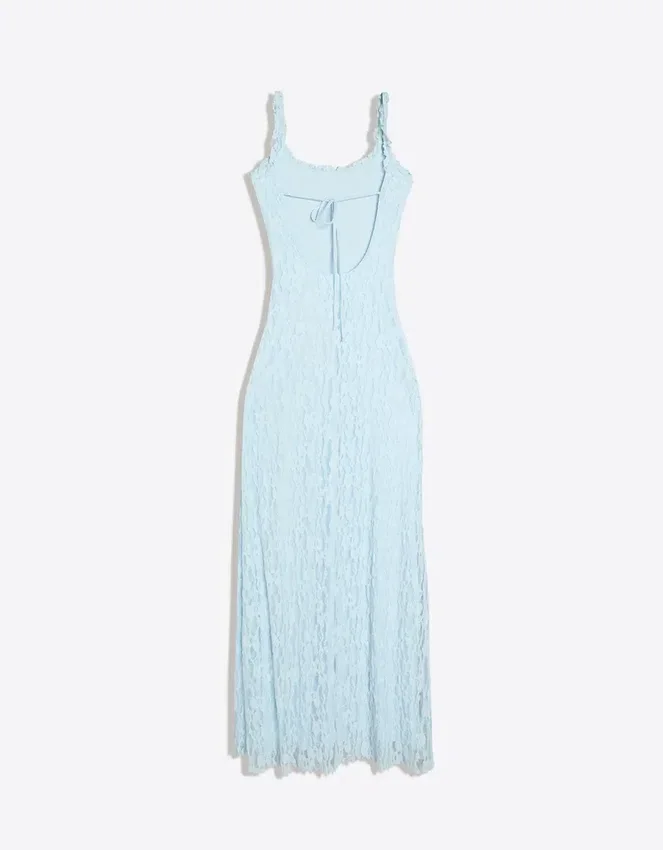 Midi-Kleid mit Spitzenbesatz Midi-Kleid mit Spitzenbesatz