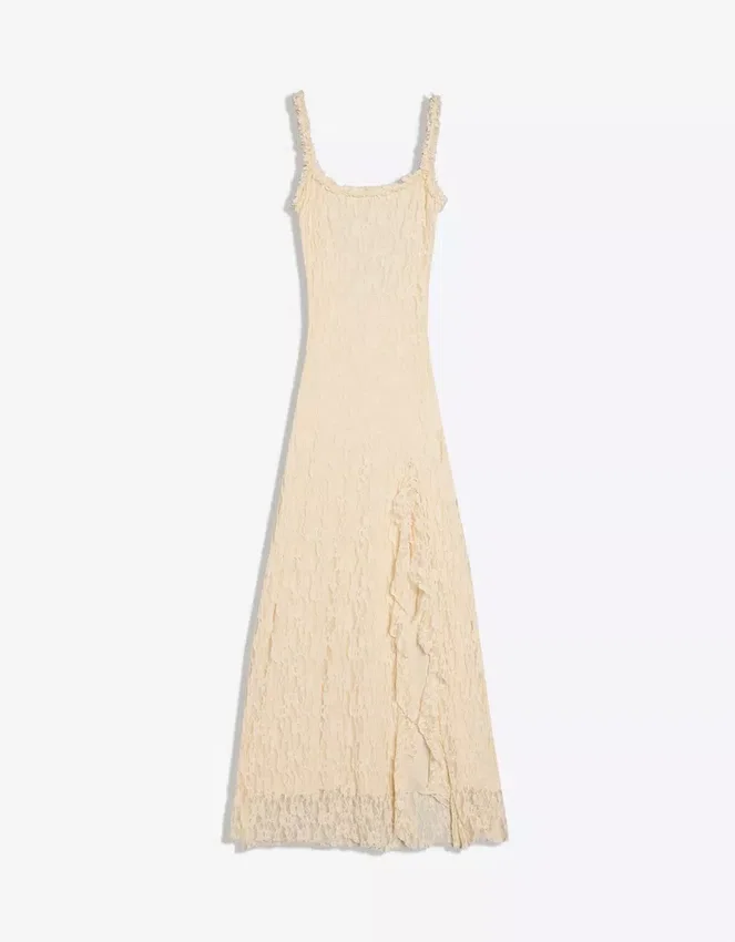Midi-Kleid mit Spitzenbesatz Midi-Kleid mit Spitzenbesatz
