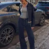 Nahtlose High-Waist-Jeans mit Wide Leg und Taschen – Hosen – Damen