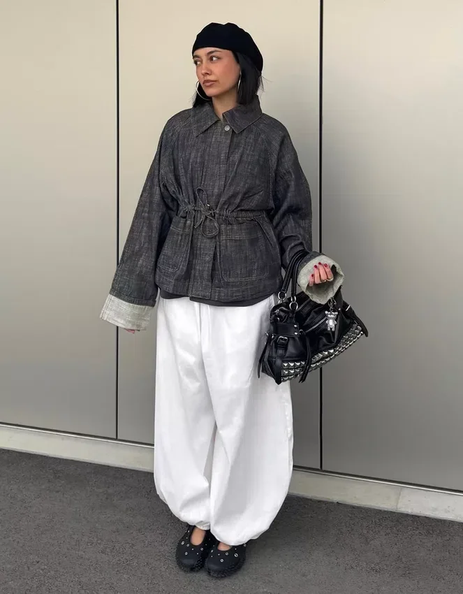 Oversize-Denim-Jacke mit Struktur Oversize-Denim-Jacke mit Struktur