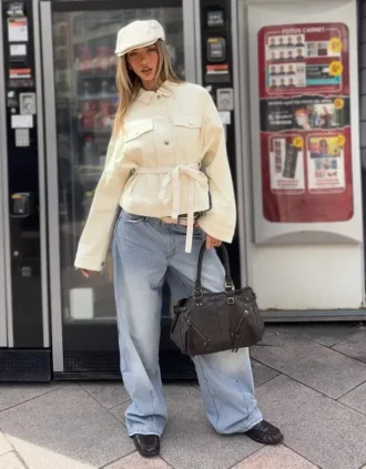 Oversize-Denim-Jeansjacke – Jacken und Trenchcoats