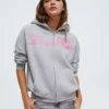 Oversize-Hoodie mit Reißverschluss und Aufdruck Oversize-Hoodie mit Reißverschluss und Aufdruck