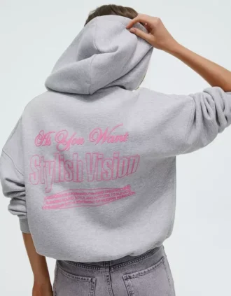Oversize-Hoodie mit Reißverschluss und Aufdruck Oversize-Hoodie mit Reißverschluss und Aufdruck