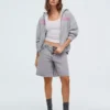 Oversize-Hoodie mit Reißverschluss und Aufdruck Oversize-Hoodie mit Reißverschluss und Aufdruck