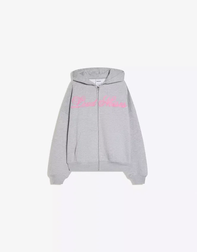 Oversize-Hoodie mit Reißverschluss und Aufdruck Oversize-Hoodie mit Reißverschluss und Aufdruck