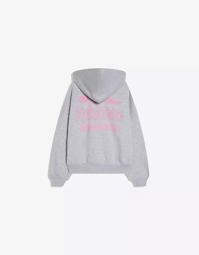 Oversize-Hoodie mit Reißverschluss und Aufdruck Oversize-Hoodie mit Reißverschluss und Aufdruck