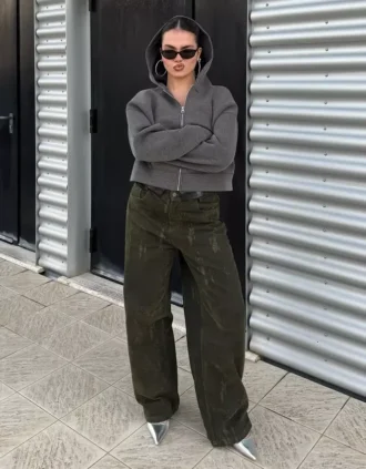 Oversize-Sweatshirt mit Reißverschluss und Neopren-Effekt