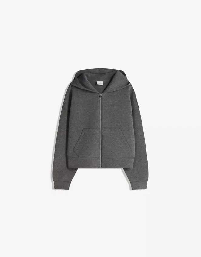 Oversize-Sweatshirt mit Reißverschluss und Neopren-Effekt Oversize-Sweatshirt mit Reißverschluss und Neopren-Effekt
