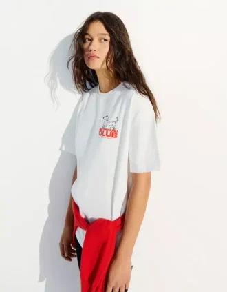 Oversize-T-Shirt mit kurzen Ärmeln und Aufdruck – Damen