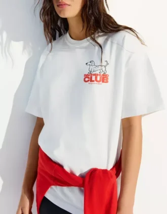 Oversize-T-Shirt mit kurzen Ärmeln und Aufdruck – Damen