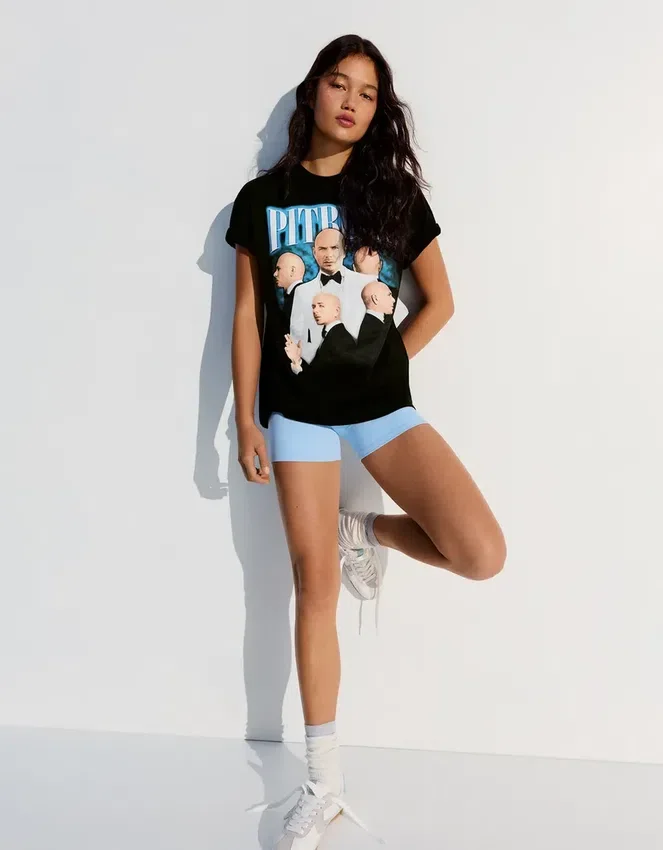 Oversize-T-Shirt mit Pitbull-Print Oversize-T-Shirt mit Pitbull-Print