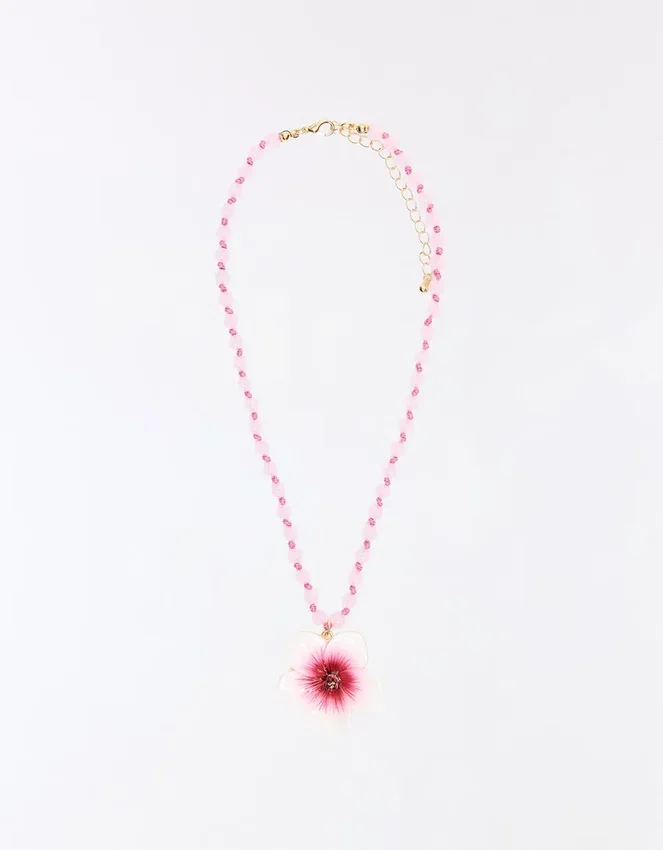 Perlenkette mit Hibiskus-Anhänger Perlenkette mit Hibiskus-Anhänger