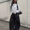 Plissee-Hose mit Doppelknopf