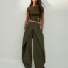 Plissee-Hose mit Doppelknopf – Hose