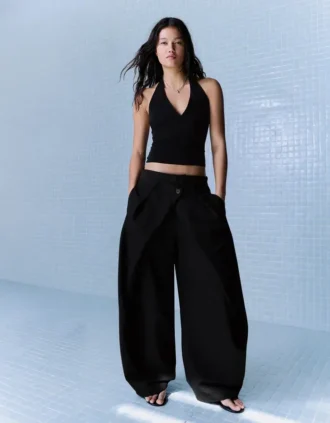 Plissee-Hose mit Doppelknopf – Hose