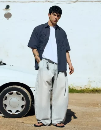 Plissierte Barrel-Jeans – Jeans – Herren