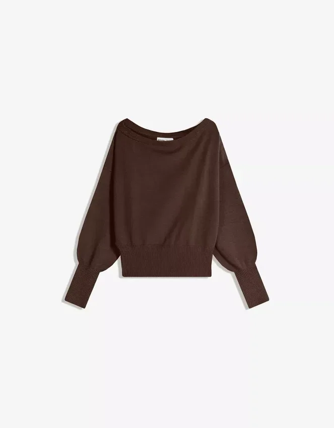 Pullover mit asymmetrischem, geripptem Saum Pullover mit asymmetrischem, geripptem Saum