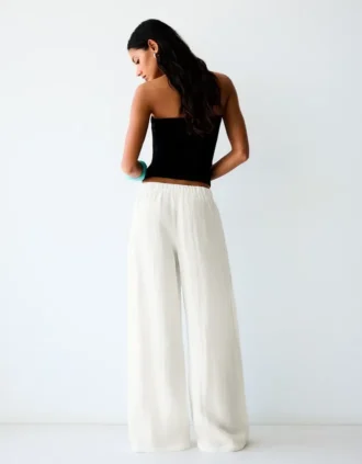 Rustikale Hose mit Wide Leg und Falten