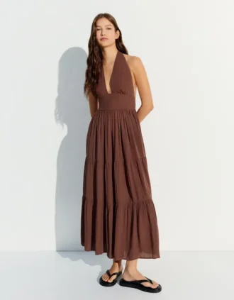 Rustikales langes Neckholder-Kleid